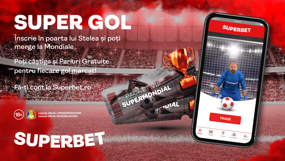 Marchează în poarta lui Stelea și câștigă zilnic Pariuri Gratuite, plus șansa unei excursii la SuperMondial!