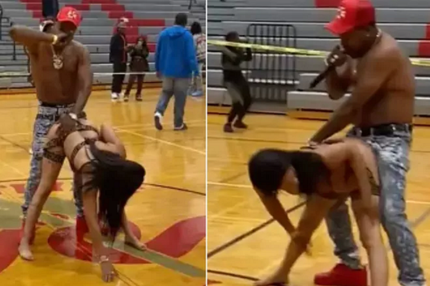 Momente ireale în sala de sport unui liceu! Un fost jucător din NFL a adus o stripteuză la un eveniment caritabil | VIDEO