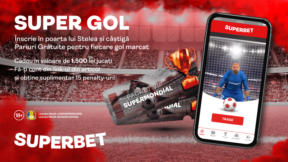 Cadou să joci SuperGol echivalentul a 1500 lei pariați, dacă deschizi cont online la Superbet din link-ul publicat în articol!