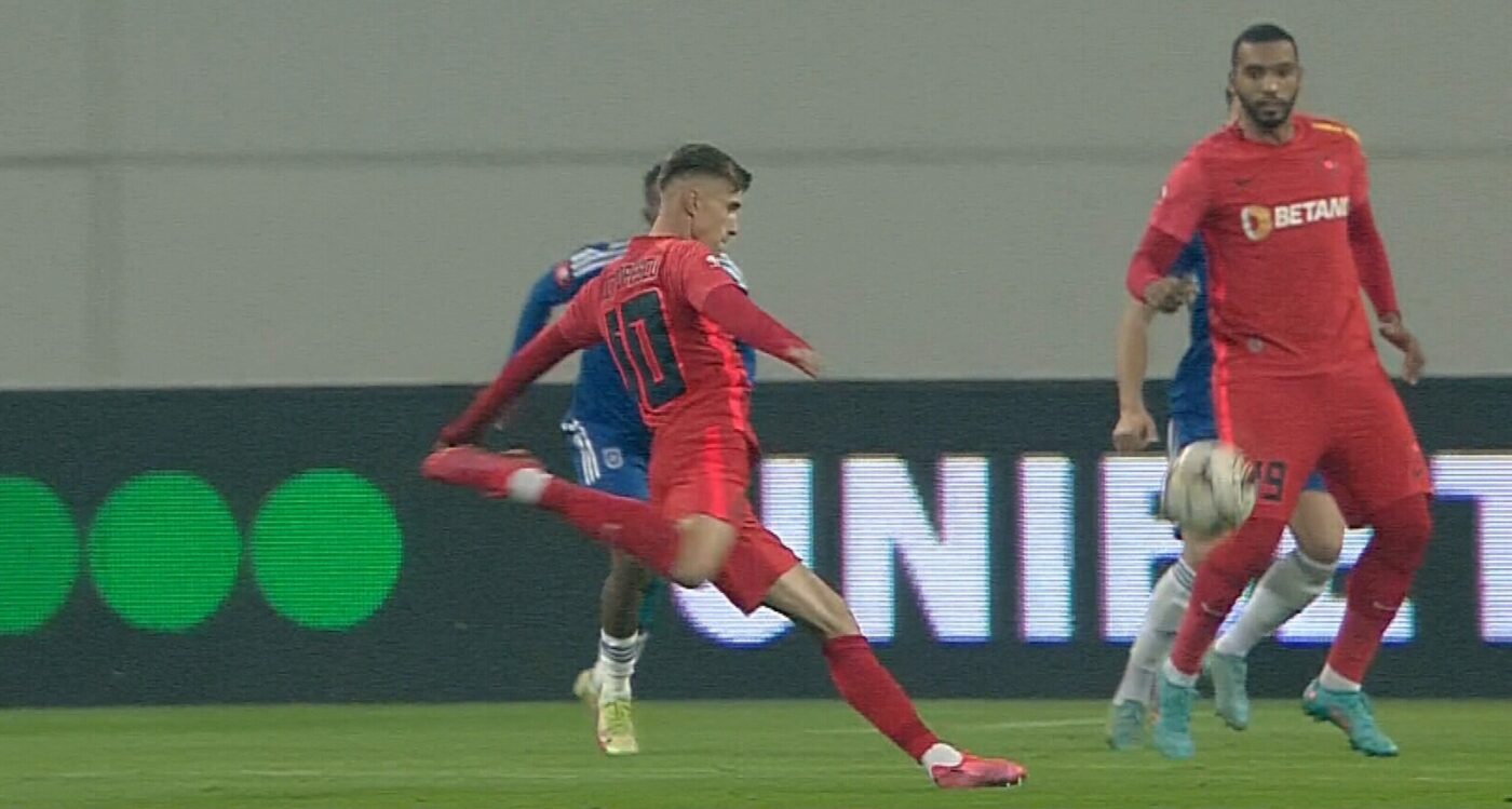 Octavian Popescu, gol superb după doar patru minute de joc în FC U Craiova – FCSB! Ce a făcut imediat după ce l-a învins pe portarul oltenilor