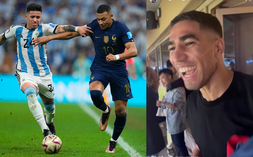 A fost eliminat de Franța de la Campionatul Mondial, dar a mers la finală și i-a susținut pe „Les Bleus”! Achraf Hakimi, reacție de milioane la golurile lui Mbappe | VIDEO