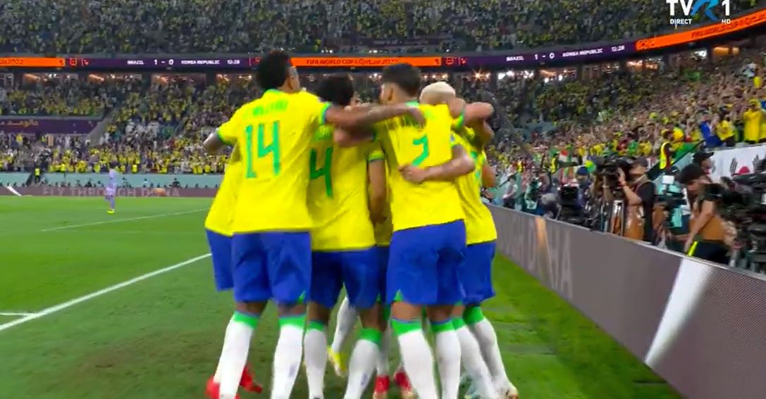 Brazilia – Coreea de Sud 4-0, Live Video Online în optimi la Campionatul Mondial din Qatar | Sud-americanii intră cu un avantaj colosal la cabine