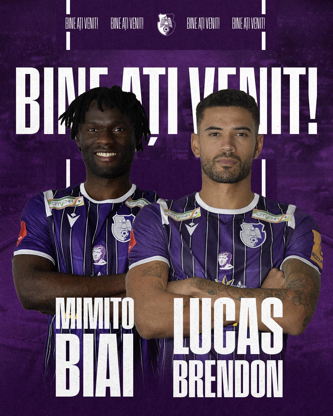 Doi dintr-o lovitură! Mimito Biai și Lucas Brendon au semnat până în 2024 cu FC Argeș: „Bem-vindo!” | VIDEO
