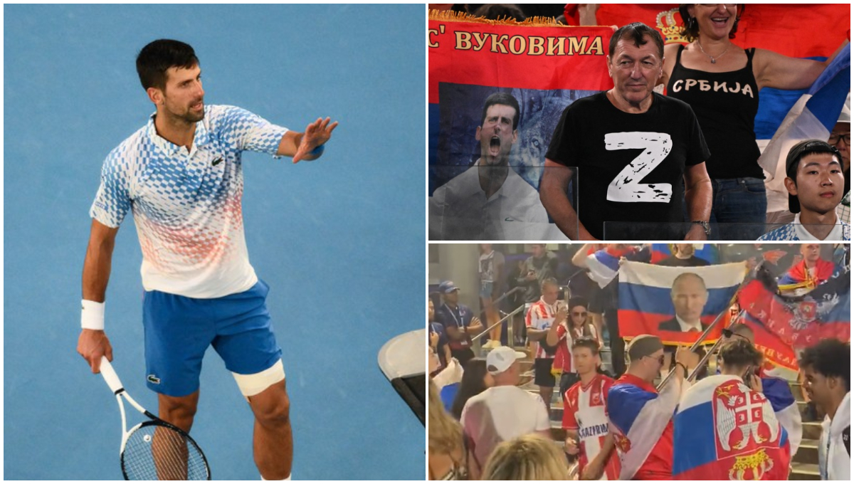 Imaginile care au declanșat haosul la Australian Open: scandări și inscripții pro-Vladimir Putin după meciul lui Novak Djokovic! Se cer măsuri dure: „Să fie interzis pe viață” | VIDEO