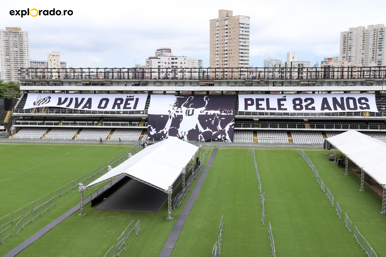 Brazilienii de la Santos FC, pregătiri impresionante pentru înmormântarea lui Pele! Imagini de pe stadionul unde brazilianul a scris istorie | VIDEO