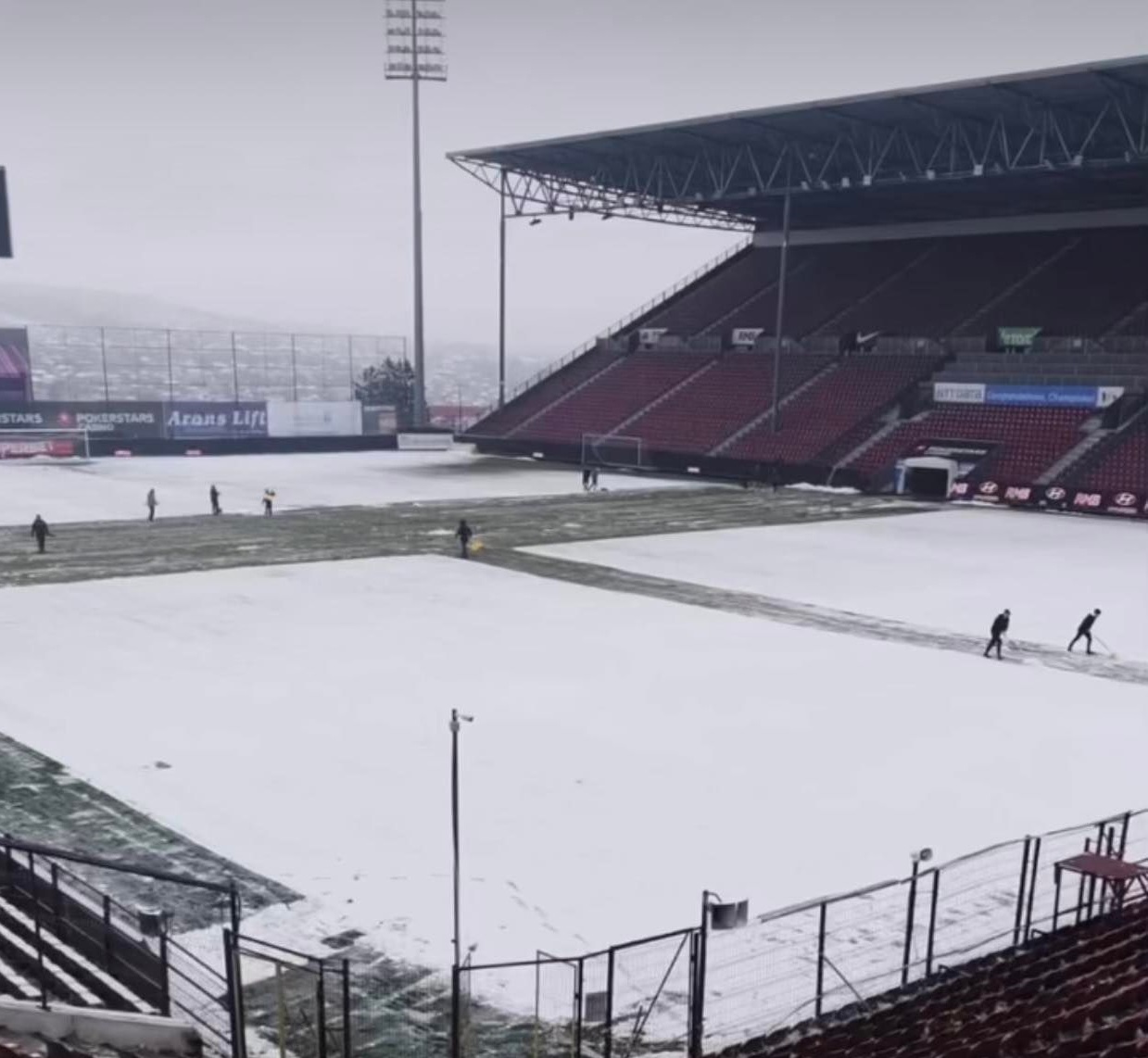 Condiții de groază la Cluj Napoca! Vor fi -11 grade la ora derby-ului CFR – FCSB, iar gazonul poate deveni un adevărat patinoar