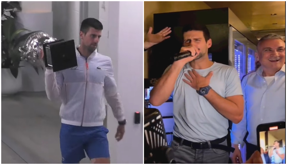 Novak Djokovic, petrecere nemaivăzută! Sârbul și-a scos toate trofeele de la Australian Open în fața restaurantului, apoi a cântat acompaniat de acordeon | VIDEO