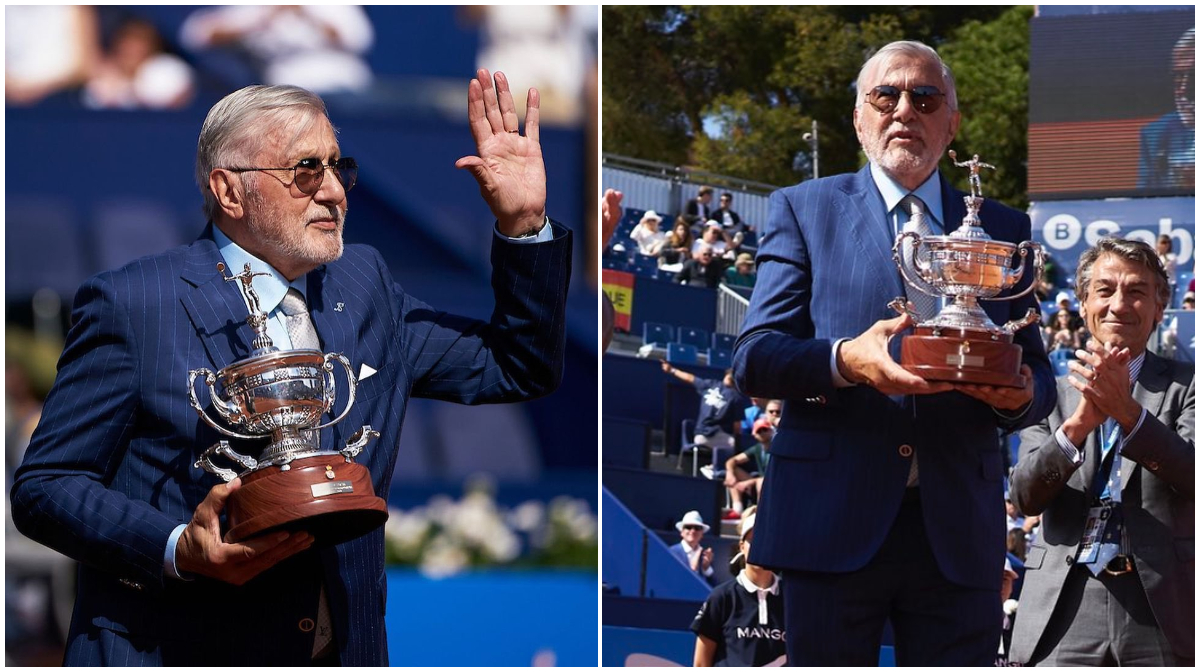 Ilie Năstase, omul zilei în tenisul mondial! Românul, aplaudat de toată lumea la Barcelona după ce i-a adus trofeul lui Carlos Alcaraz | FOTO