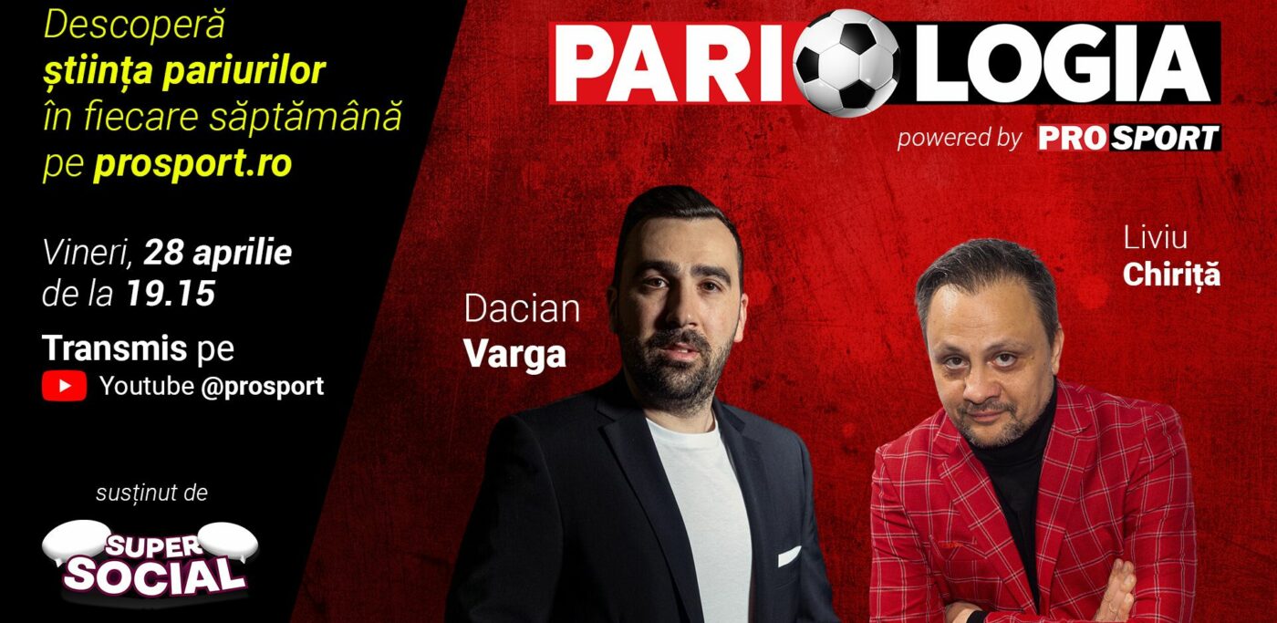 PARIOLOGIA, o nouă ediție cu bilete care îți pot aduce câștiguri substanțiale! Emisiunea cu Liviu Chiriță, cel care a câștigat 165.000 de euro, jurnalistul Daniel Nazare și Dacian Varga, fost campion al României, e vineri de la 19:15 pe ProSport.ro!