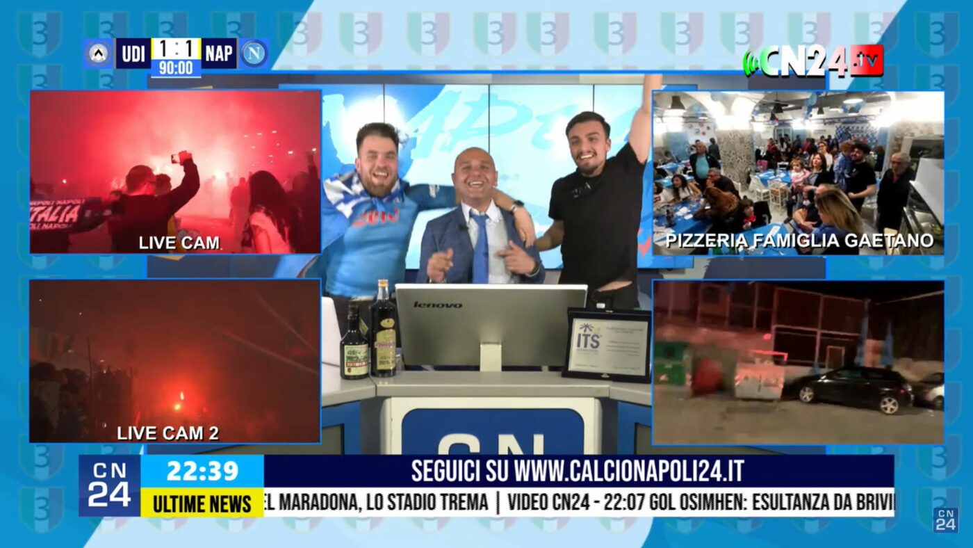 Imagini impresionante după ce Napoli a câștigat titlul în Italia! Lacrimi de crocodil în studioul TV și fiesta pe stadionul de sub Vezuviu: „È finita! Mamma mia!” | VIDEO & FOTO