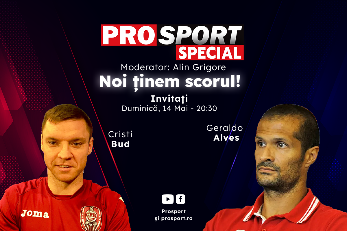 Comentăm împreună la ProSport Special meciul FCSB – CFR Cluj din etapa a 8-a a play-off-ului din Superliga, alături de Geraldo Alves și Cristi Bud