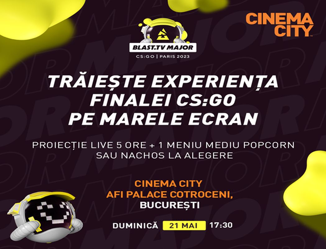 Finala turneului Major CS:GO BLAST Premier va fi difuzată, în premieră, într-o sală de cinema.