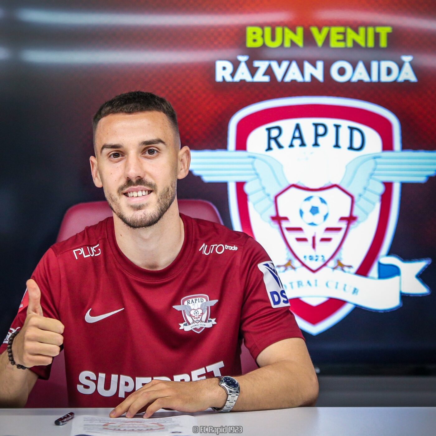 Răzvan Oaidă a semnat cu Rapid până în iunie 2025. Sursa foto: facebook.com/FCRapid1923oficial