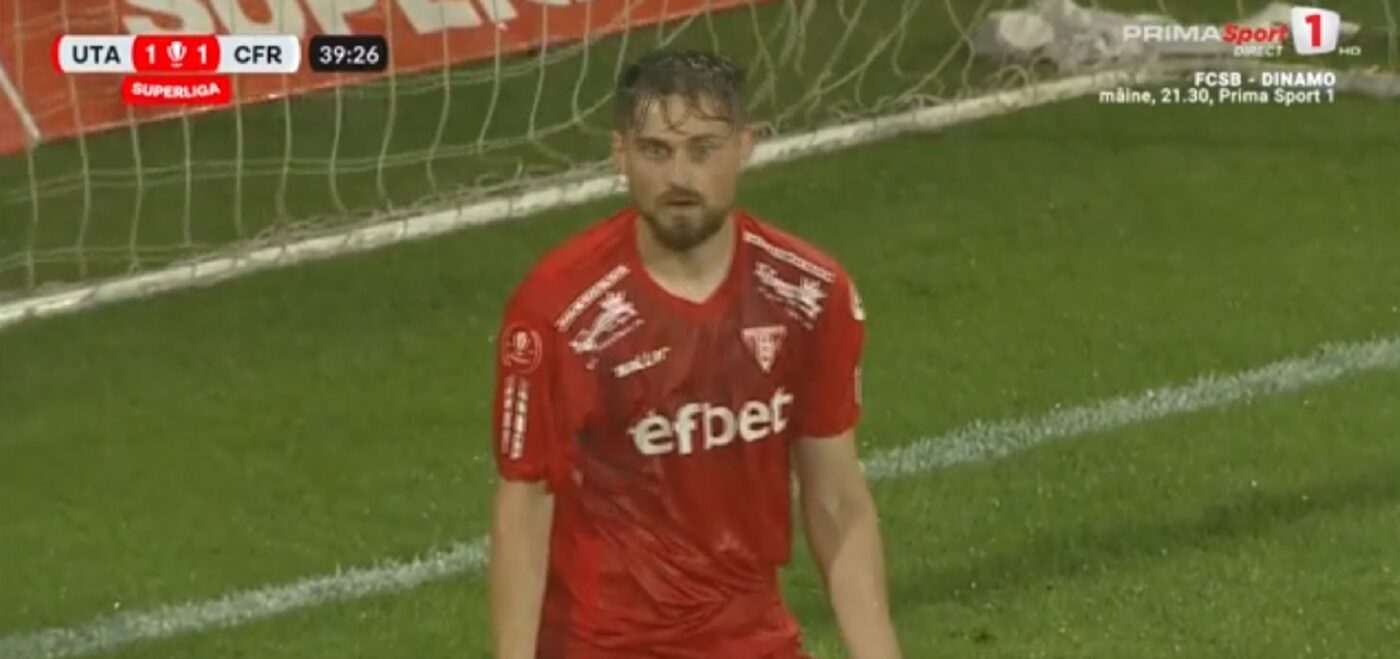 Cătălin Carp, coșmar cu repetiție în doar câteva minute, în UTA Arad – CFR Cluj! A comis un penalty și și-a înscris în propria poartă! | VIDEO
