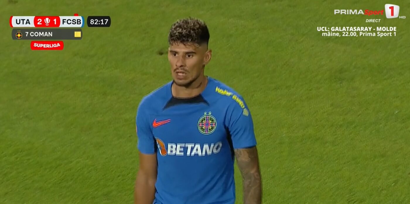 Florinel Coman și-a ieșit din minți în UTA – FCSB! „Mbappe” nu s-a mai controlat și a văzut cartonașul roșu! | VIDEO