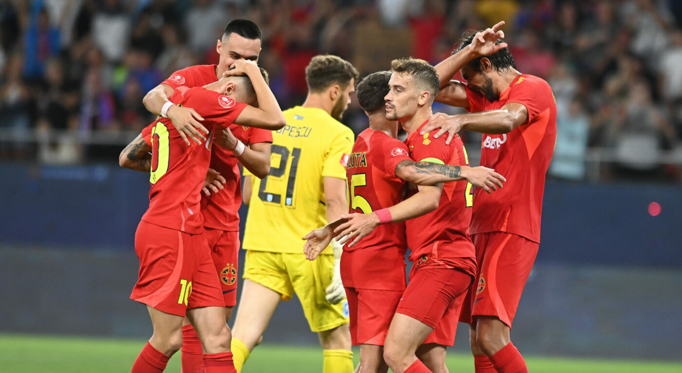 Darius Olaru, bucurie în stilul lui Thomas Muller, după un nou „assist” al lui Tavi Popescu! Căpitanul FCSB l-a copiat pe starul lui Bayern Munchen după golul de 3-0 cu Universitatea Craiova | VIDEO