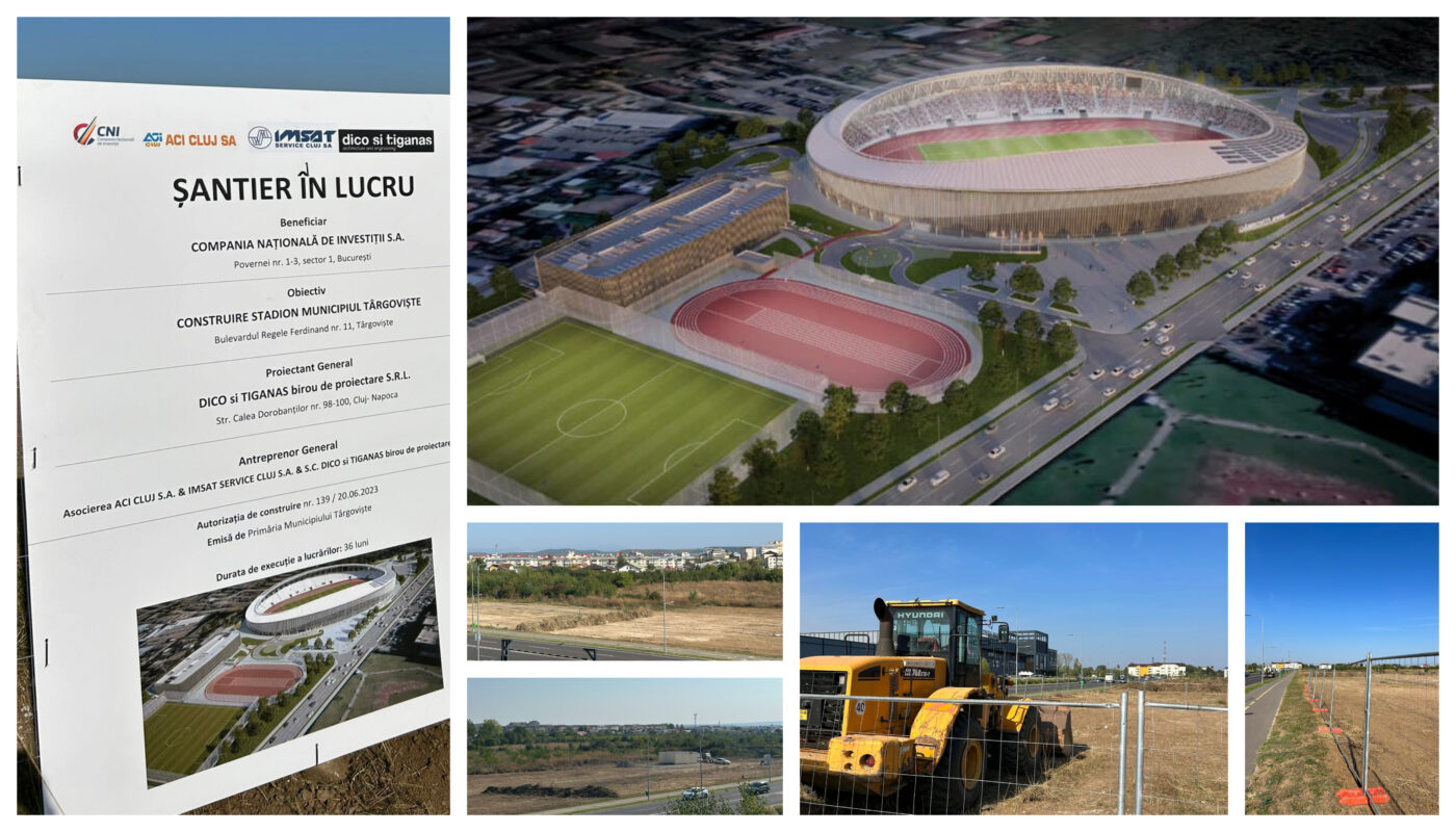 EXCLUSIV | Au început lucrările la noul stadion din Târgoviște. Va avea 12.000 de locuri, iar construcția trebuie să fie gata în maximum trei ani