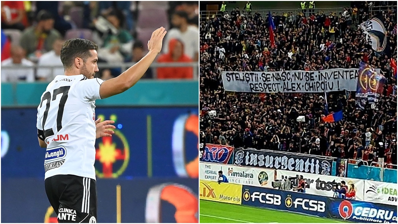 Alex Chipciu, momente inedite în timpul meciului FCSB – U Cluj! Peluza Nord a lui Mustață, mesaj special după ce fotbalistul a dat de pământ cu CSA Steaua | FOTO