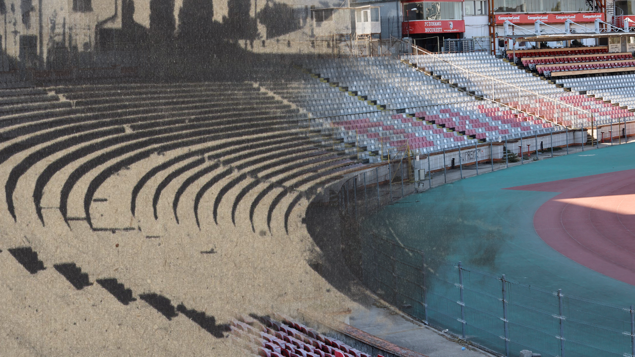Arcul stadionului Dinamo, de la peluza 1 sptre tribuna oficială