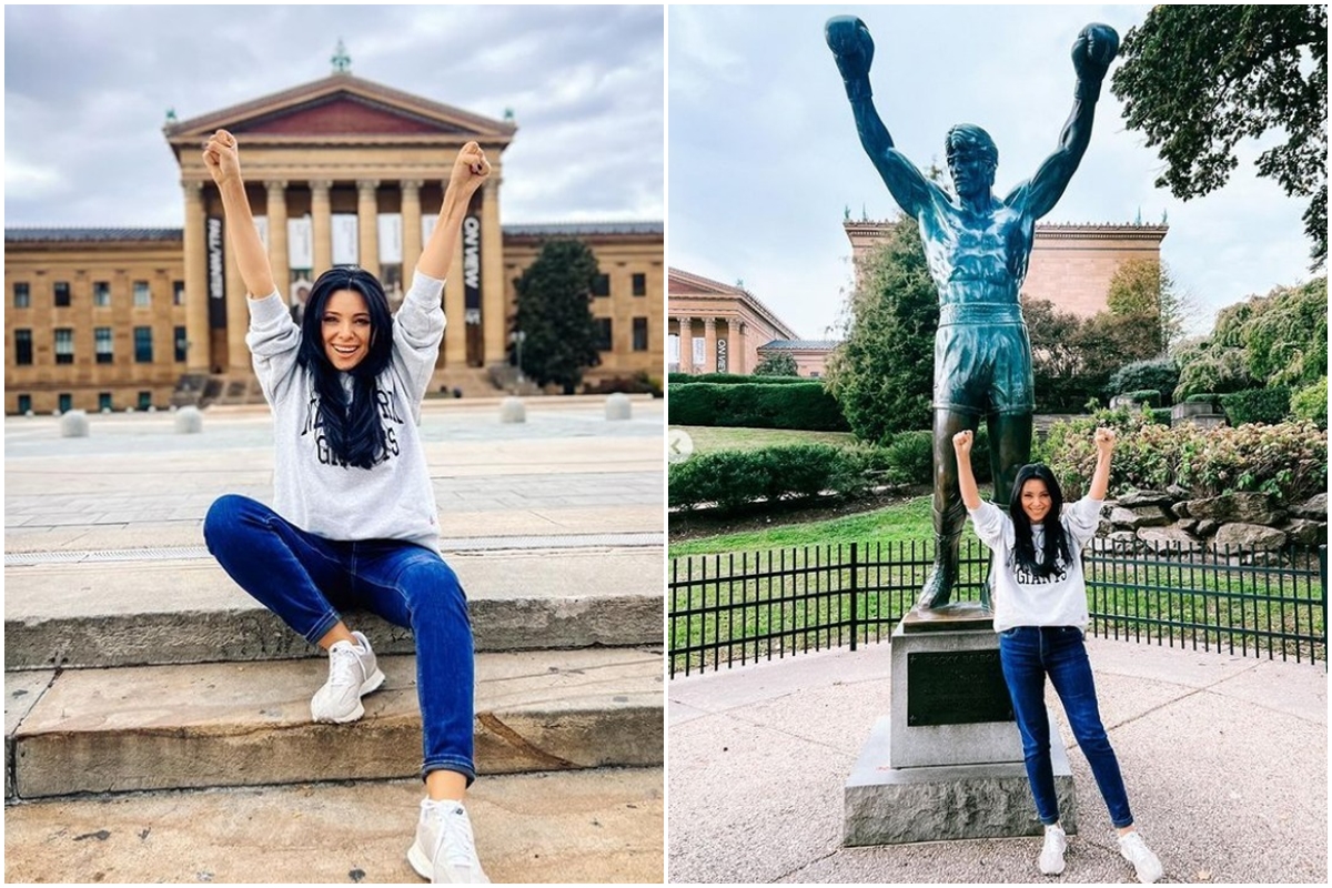 Corina Caragea a călcat pe urmele lui Rocky Balboa și a refăcut scena triumfului pe scările de la Philadelphia | GALERIE FOTO