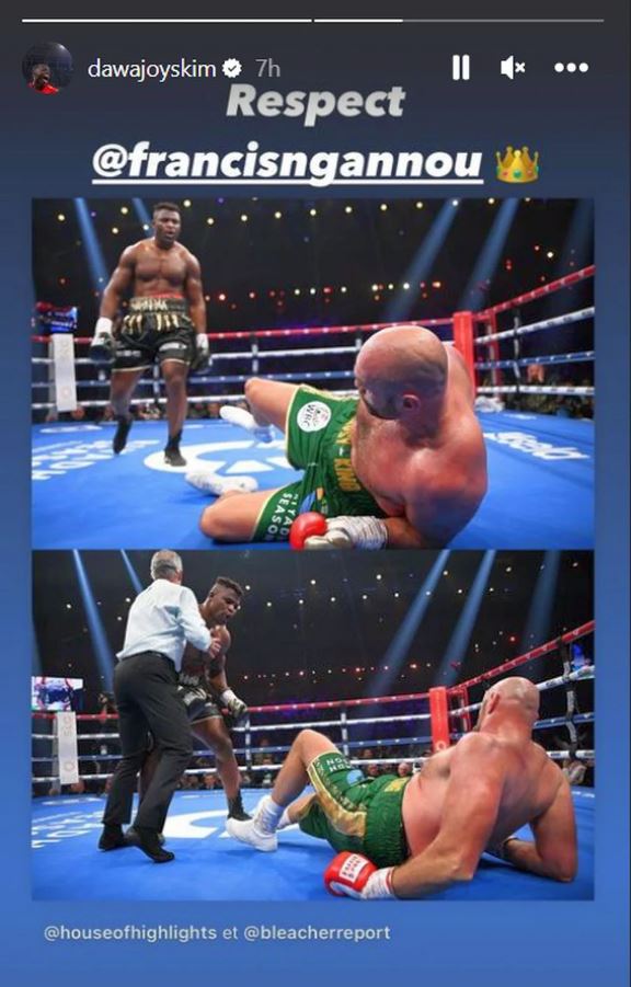 Imaginea pe care Joyskim Dawa a postat-o pe Instagram la scurt timp după Petrolul - FCSB 2-2