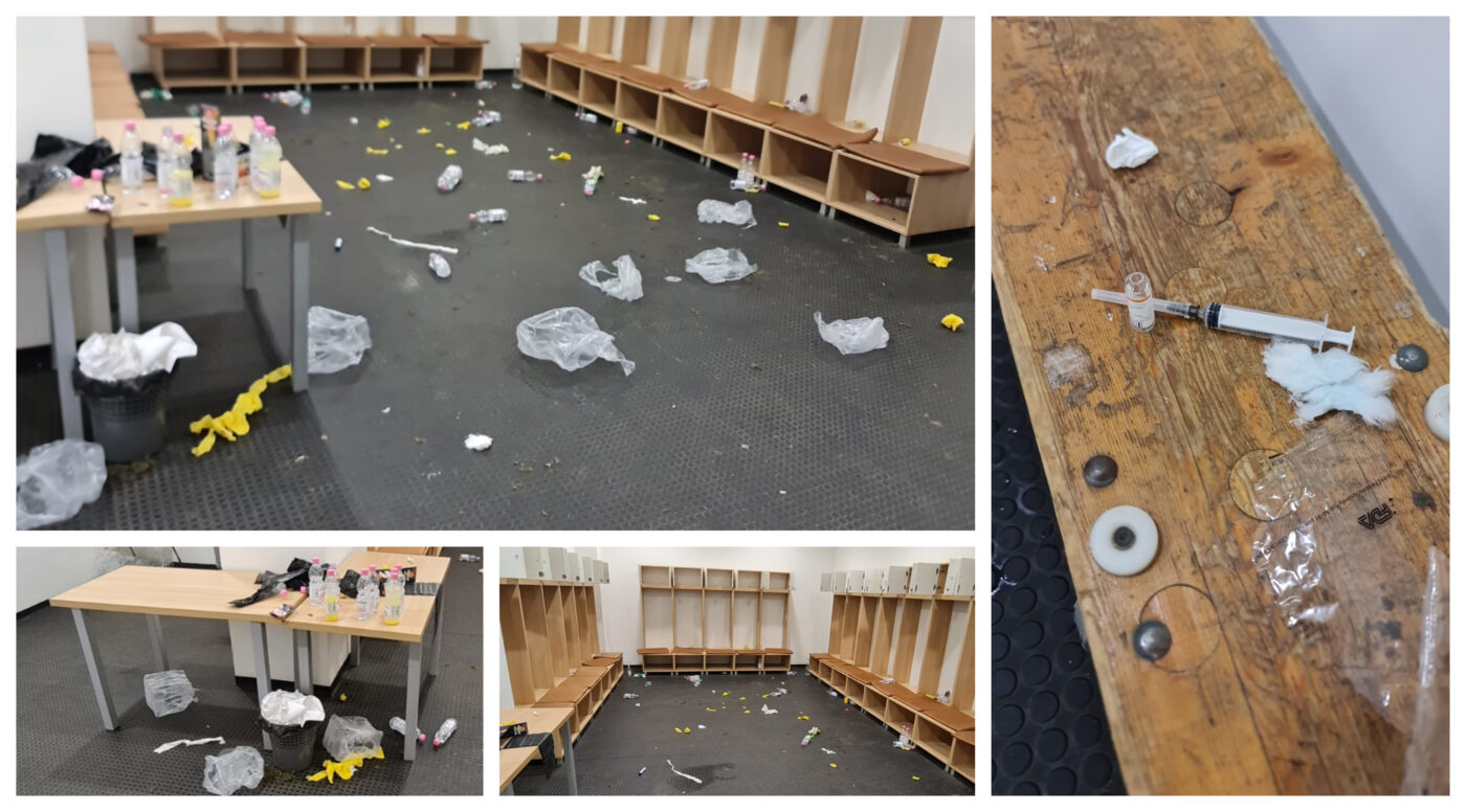 Dezastru lăsat de o favorită la promovarea din Liga 2, după un rezultat la care nu se aștepta. FOTO | Cum arăta vestiarul: sticle, ambalaje și chiar o seringă