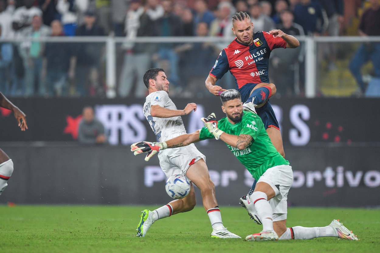Moment istoric la AC Milan, după ce Olivier Giroud a intrat în poartă și i-a interzis golul lui George Pușcaș în meciul cu Genoa: ce decizie au luat oficialii clubului