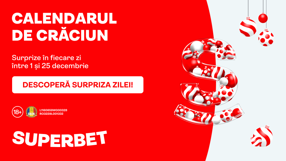 ADVERTORIAL | Bucuria Crăciunului trăită 25 de zile la rând! Pe site-ul și aplicația Superbet!