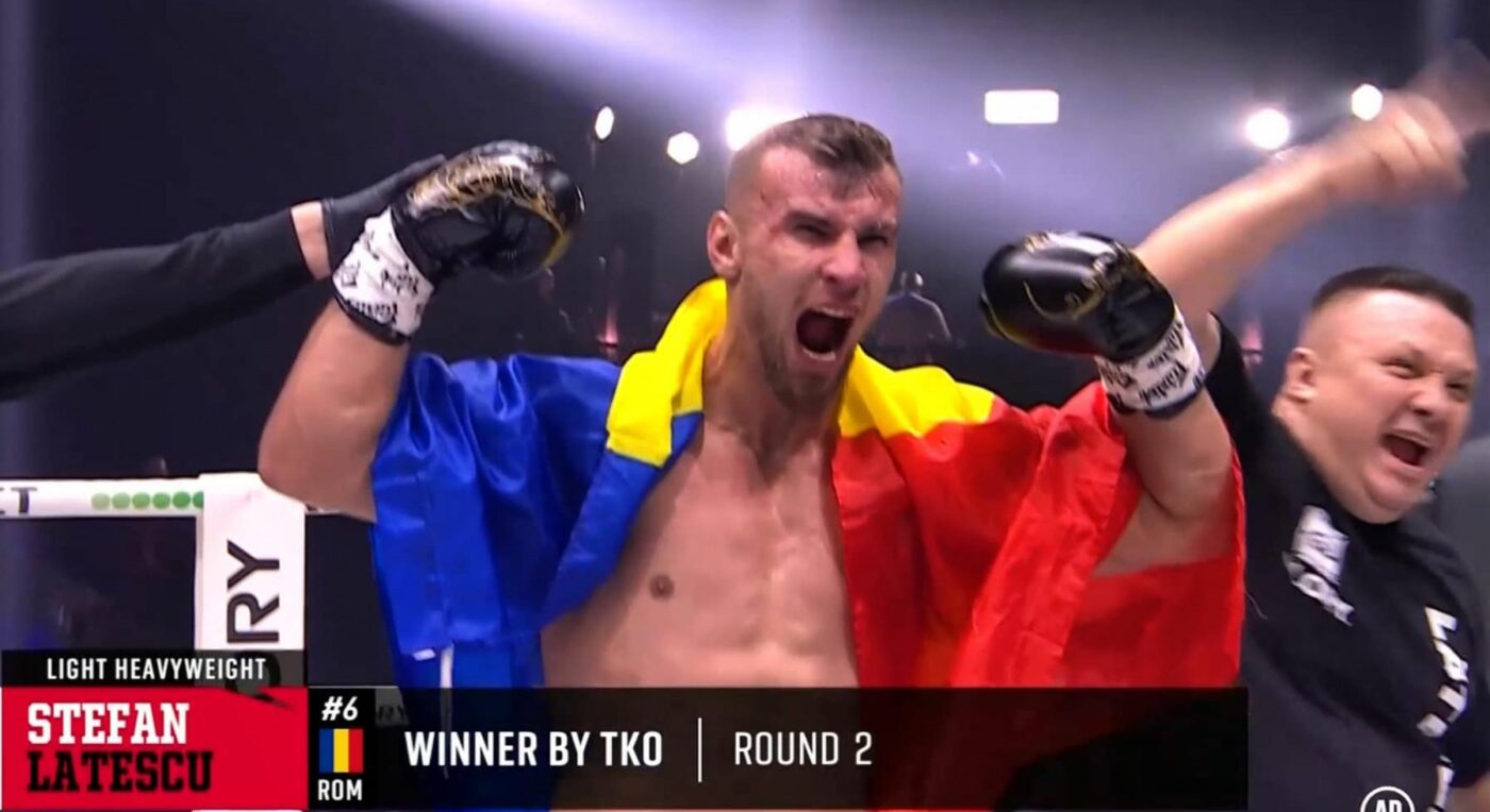 Victorie uriașă pentru Ștefan Lătescu, în Glory! Românul l-a făcut KO pe marocanul Ibrahim El Bouni și poate lupta pentru titlul mondial
