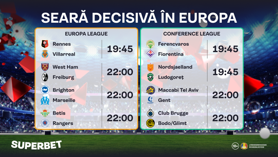 ADVERTORIAL | Super Oferta pentru ultima etapă de Europa League şi Conference League