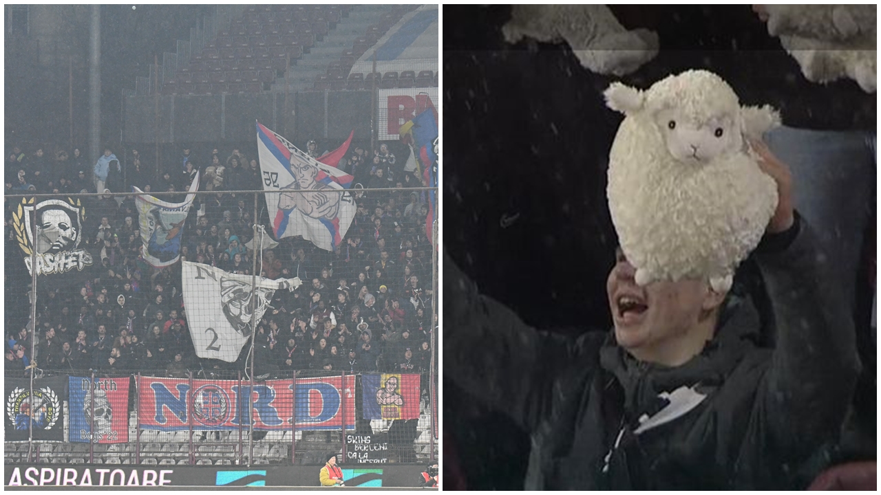 FCSB, umilită de galeria celor de la CFR! Cu ce au aruncat în teren fanii ardelenilor chiar înainte de startul meciului