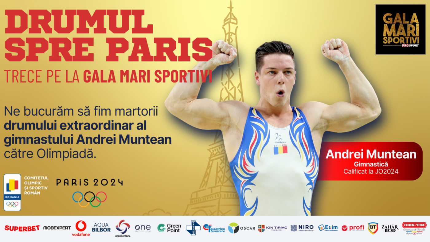 Gimnastul Andrei Muntean, copleșit de emoții după ce a fost premiat la Gala Mari Sportivi ProSport 2023: „Am început să pregătim planul pentru Jocurile Olimpice”. VIDEO
