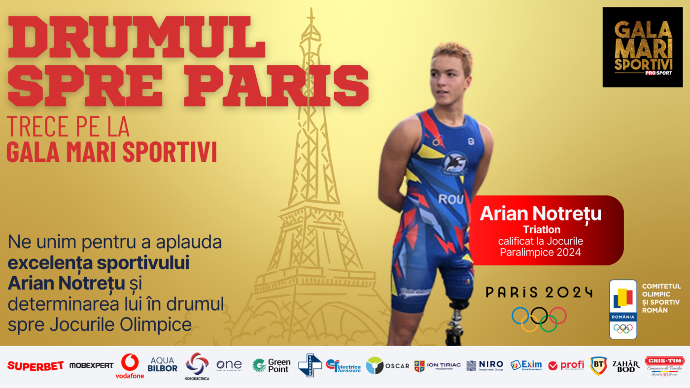 Arian Notrețu, premiat la Gala Mari Sportivi 2023 pentru calificarea la Jocurile Paralimpice de la Paris 2024: „Mă inspir de la Michael Phelps”. VIDEO