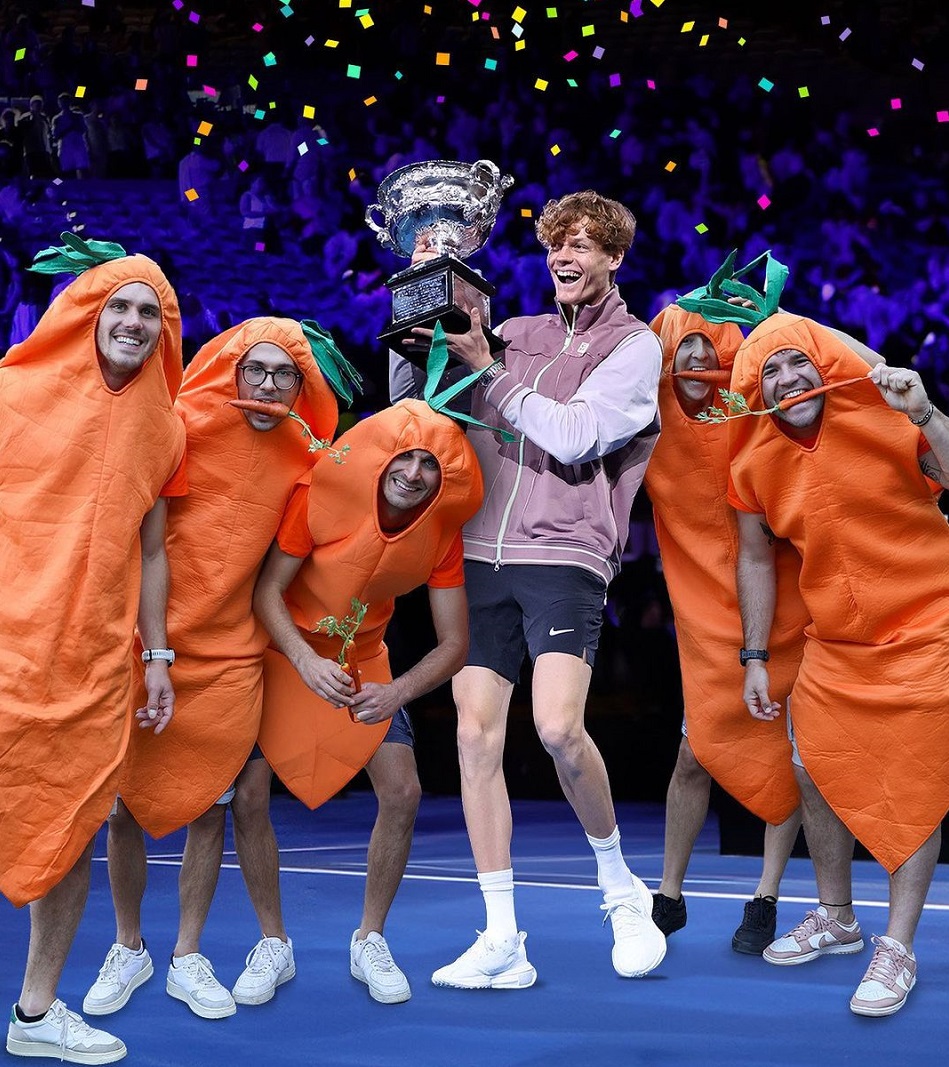 Carota Boys, oamenii lui Jannik Sinner, campionul de la Australian Open! Cum a ajuns un grup de șase prieteni care se îmbracă în morcovi să devină un fenomen în tenisul mondial