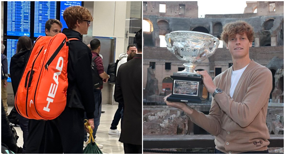 Uimitor! Unde a ajuns trofeul de la Australian Open, după ce Jannik Sinner l-a cărat cu sacul prin aeroport: imagini spectaculoase cu tenismenul, în Colosseumul din Roma. FOTO