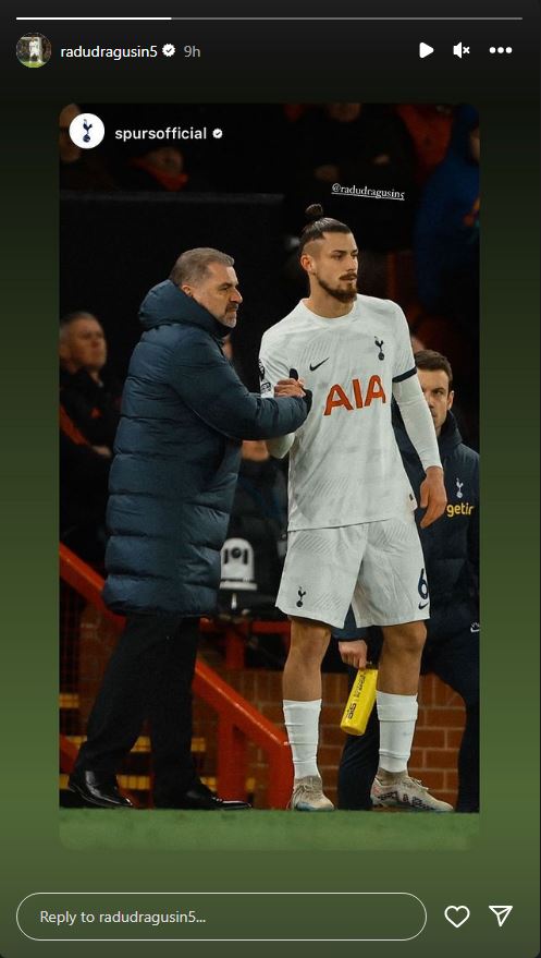 Radu Drăgușin a postat pe pagina sa de Instagram o imagine cu el și Ange Postecoglou