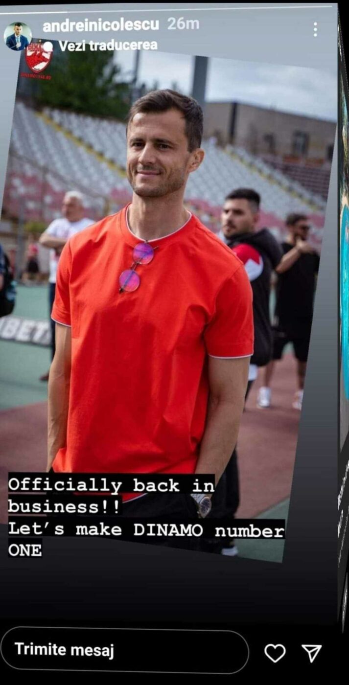 Andrei Nicolescu în momentul promovării lui Dinamo în Superliga 