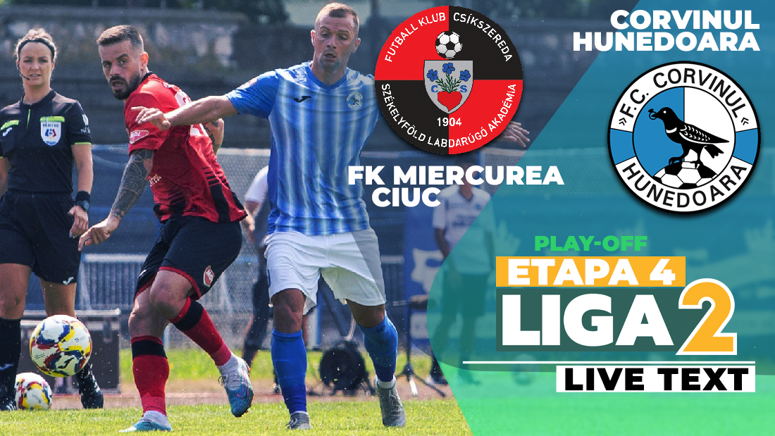 FK Miercurea Ciuc – Corvinul se joacă ACUM, în startul etapei a 4-a a Ligii 2. Două goluri marcate în trei minute