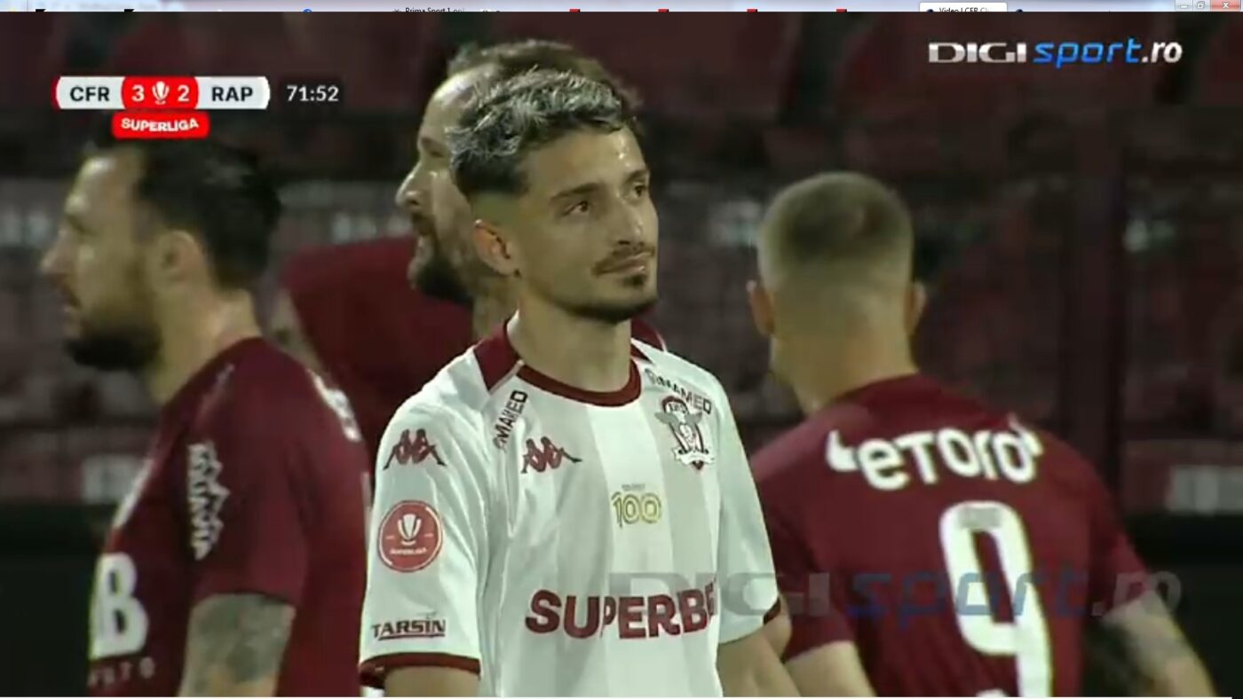 Ce s-a întâmplat cu Albion Rrahmani, imediat după ce s-a terminat CFR Cluj – Rapid București 3-2, meci în care a ratat un penalty! Imaginile disperării: atacantul de 10.000.000 de euro, dorit de Napoli, în lacrimi pe gazon