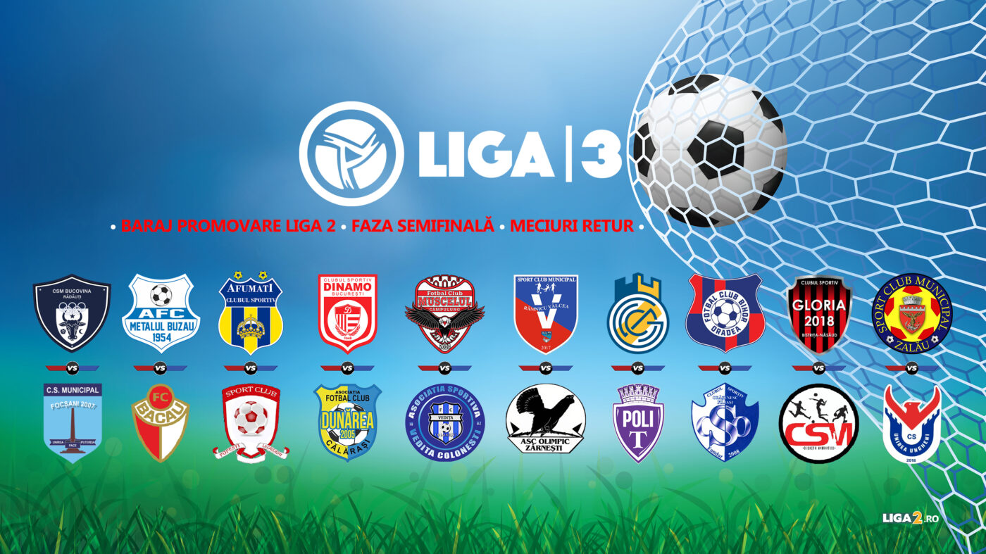Cele 10 echipe calificate din semifinalele pentru promovarea în Liga 2. Poli Timișoara, mare perdantă. Două meciuri s-au decis după prelungiri, iar altele două după loviturile de deparajare
