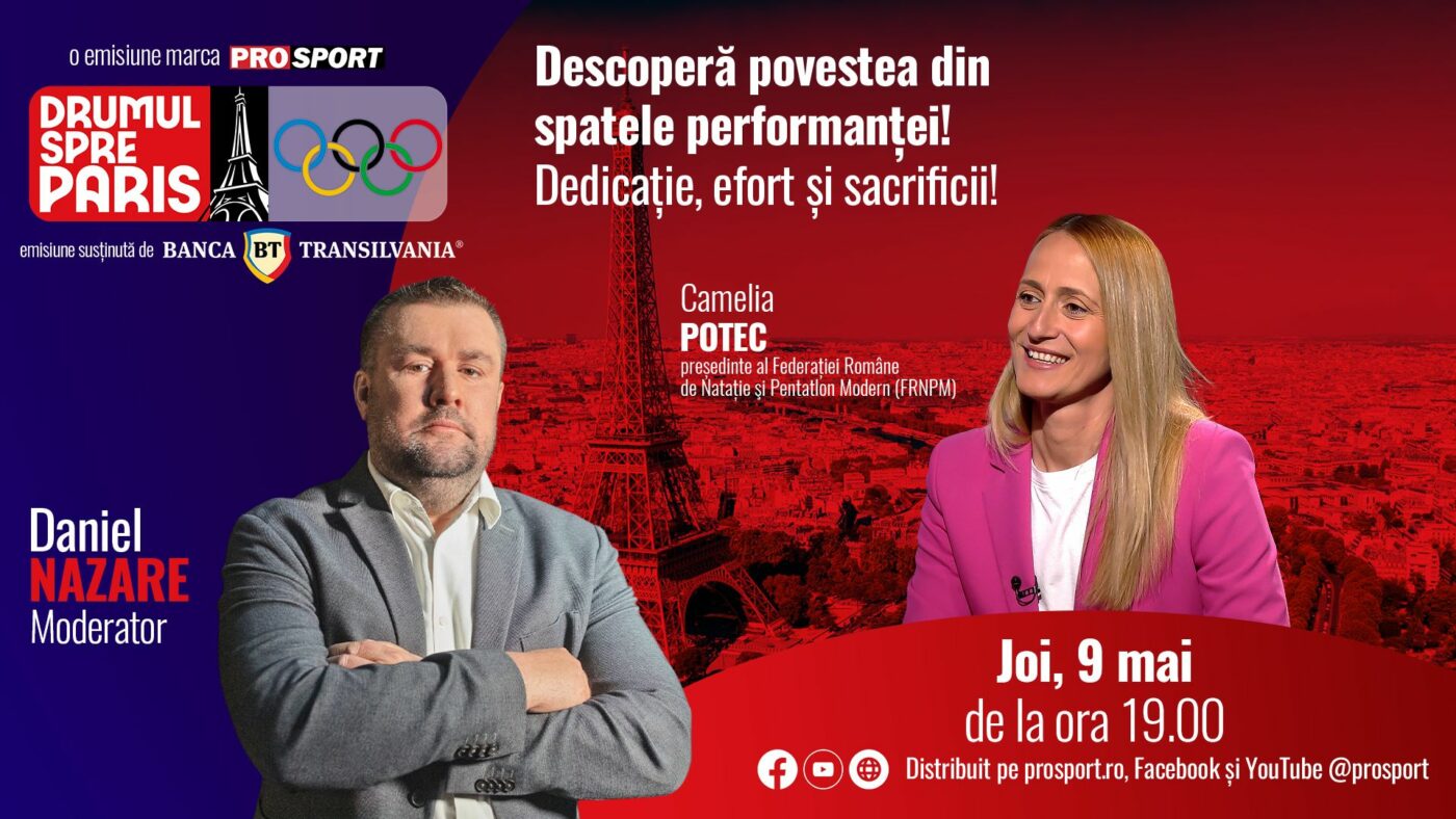 Camelia Potec, președintele FR de Natație și Pentaton Modern, invitata emisiunii ,,Drumul spre Paris’’ de joi, 9 mai, de la ora 19:00