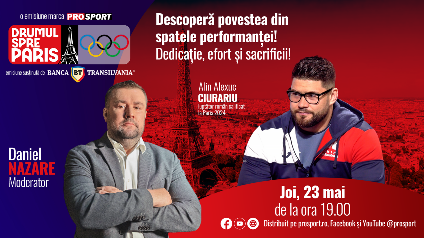 Luptătorul Alin Alexuc-Ciurariu, invitatul emisiunii ,,Drumul spre Paris’’ de joi, 23 mai, de la ora 19:00