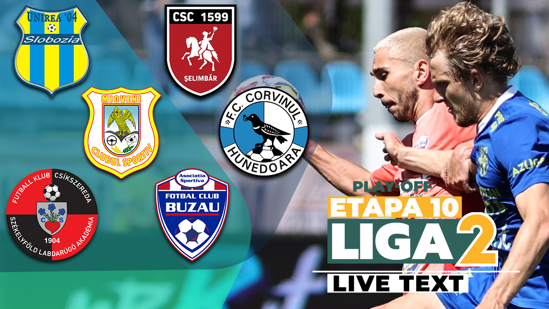 Ultima etapă din play-off-ul Ligii 2 | CS Mioveni câștigă contra juniorilor Corvinului și termină deasupra celor de la FK Miercurea Ciuc, învinși acasă în ultimul minut. Campioana a remizat acasă