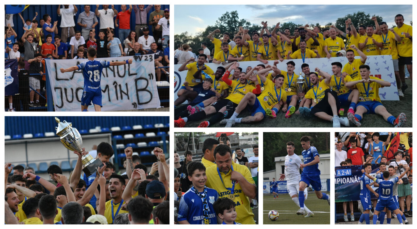 Euforie la Buzău, pentru o nouă promovare, de această dată a autointitulatei ”echipa buzoienilor”! Gloria a urcat în Liga 1, Metalul a ajuns în premieră în Liga 2