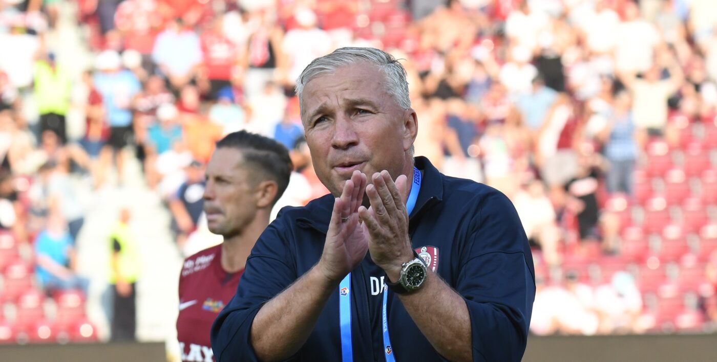 Dan Petrescu „style”. A lăudat o echipă cu doar două victorii în Europa, în toată istoria ei. „Un meci foarte, foarte greu. Dacă zic adevărul, sunt luat la mișto”. Antrenorul a dat exemplu o „dublă” din 2003