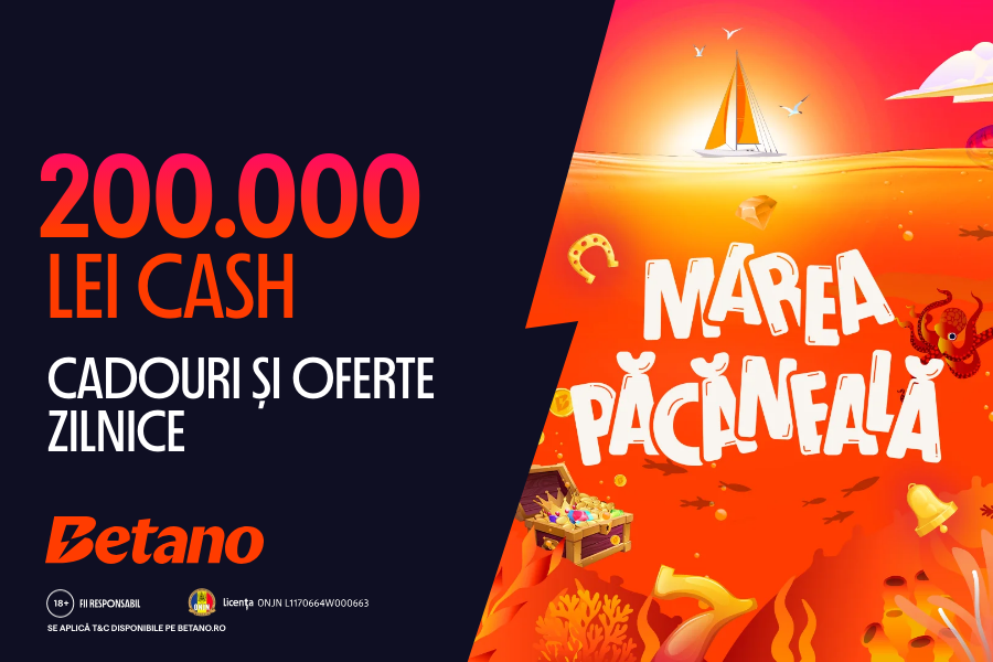 (P) Marea Păcăneală de pe Betano dă drumul adevăratului sezon estival cu Marele Premiu de 200.000 Lei Cash!