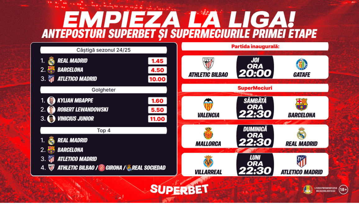ADVERTORIAL | Începe un sezon nou din La Liga! Cum arată Anteposturile Superbet și cotele primelor SuperMeciuri