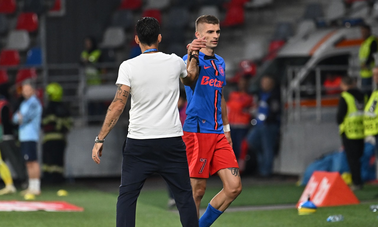 Out de la FCSB, după 45 de minute cu RFS. Gigi Becali nu a mai aşteptat şi a luat decizia: l-a băgat de urgență pe teren pe Florin Tănase
