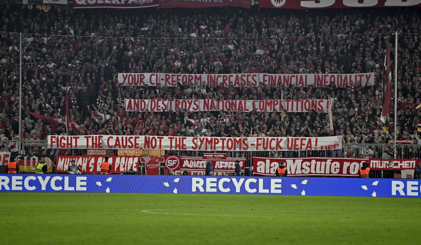 „UEFA, du-te dracului!”. Mesajul care a atras toate privirile la prima seară de Champions League! Cine l-a afișat și care a fost motivul protestului