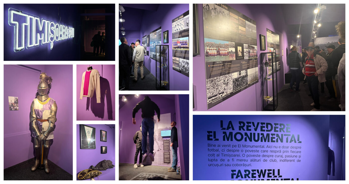 ”La revedere, El Monumental!” Expoziția de la Stadionul ”Dan Păltinișanu” și-a deschis porțile. Printre atracții sunt o armură de la meciul cu Juventus și un sombrero de la Universiada din 1979